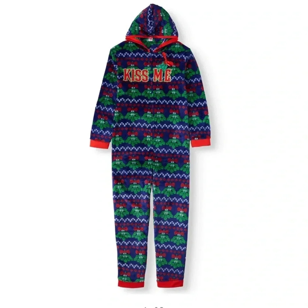 Holiday Time "Kiss Me" Mistletoe Union Suit Onesie